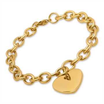 Forgyldt armbånd m. hjerte