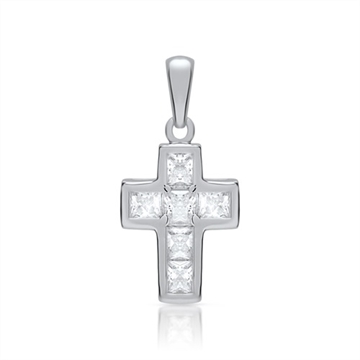 Kors i Sølv m. zirkonia