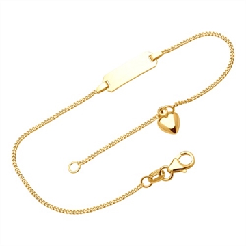 Armbånd i 9 kt. Guld m. hjerte