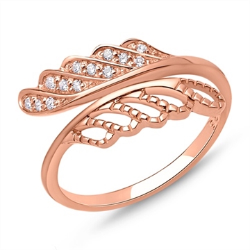 Rosaforgyldt ring m. zirkonia