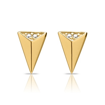 Forgyldte ørestikker m. zirkonia