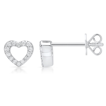 Ørestikker i 14 kt. Hvidguld m. hjerter