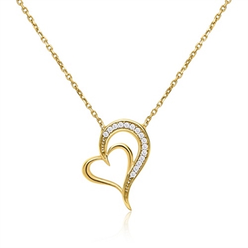 Halskæde i 8 kt. Guld m. hjerte