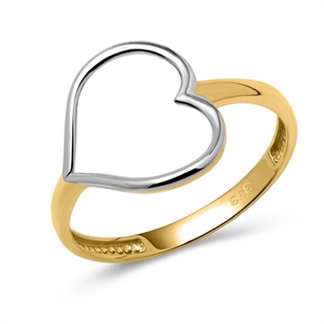 Ring i Guld og Hvidguld med hjerte