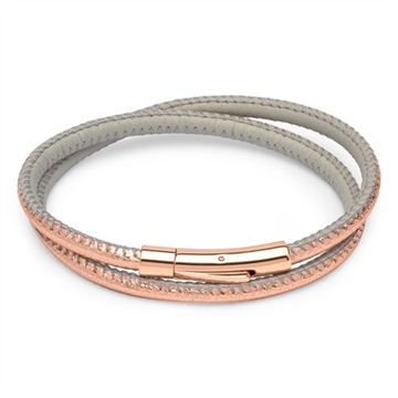 Rosaforgyldt/Grå Læderarmbånd