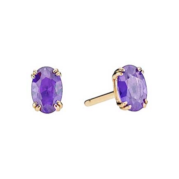 Ørestikker i 8 kt. Guld m. Ametyst
