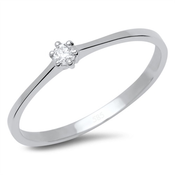 Solitairering i 14 karat Hvidguld