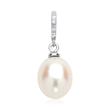 Vedhæng i hvidguld med perle