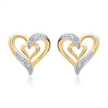 Ørestikker i guld med hjerter