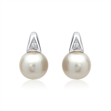 Øreringe i hvidguld med perle