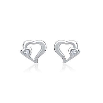 Øreringe i hvidguld med hjerter