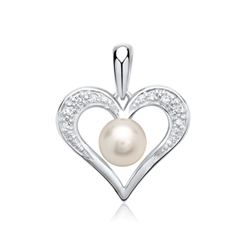 Vedhæng med hjerte i hvidguld