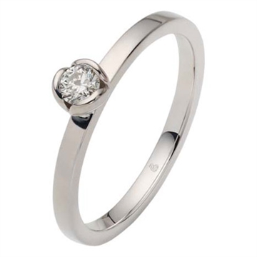 Solitaire ring i Hvidguld