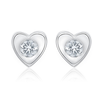 Ørestikker i Hvidguld med hjerter