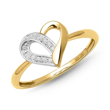 Ring i Guld og Hvidguld med hjerte