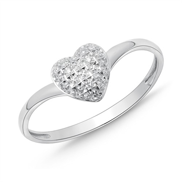 Ring i Hvidguld med hjerte