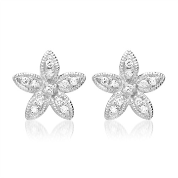 Ørestikker i Hvidguld med blomster