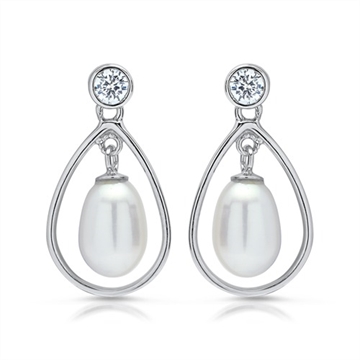 Ørestikker i Sølv med perler