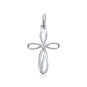 Vedhæng i Hvidguld med kors