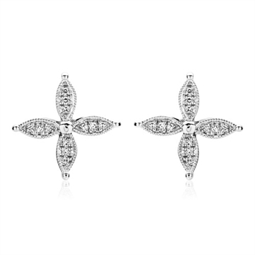 Ørestikker i Hvidguld med blomster