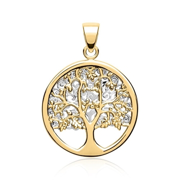 Vedhæng i 8 kt. Guld & Hvidguld m. Livets Træ