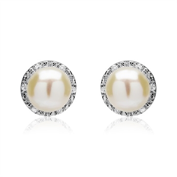 Ørestikker i Hvidguld med perler