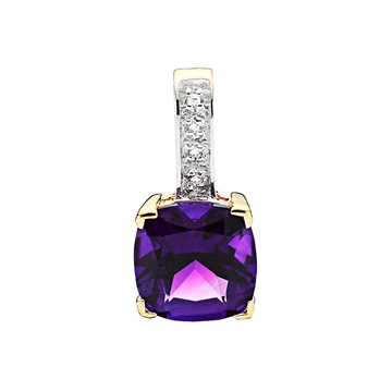 Vedhæng i Guld med ametyst og diamant