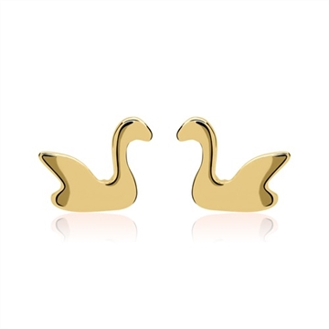 Forgyldte ørestikker i Sølv med svaner