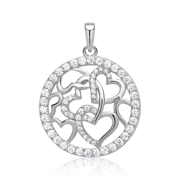 Vedhæng i Sølv med Hjerter