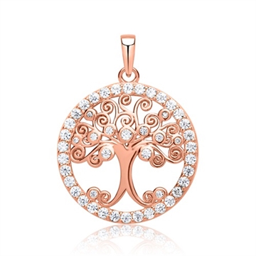 Rosaforgyldt vedhæng med Livets Træ