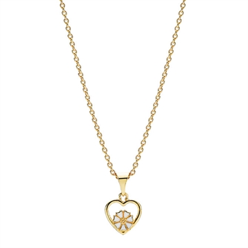 Forgyldt Marguerit collier m. hjerte
