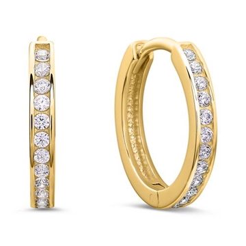 Creoler i 8 kt. Guld m. zirkonia