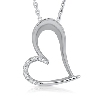 Collier i 14 kt. Hvidguld m. diamanter