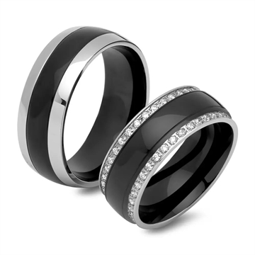Delvis sorte vielsesringe i  Stål
